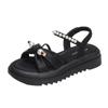 Fashion Women's Casual Temperament Sandals 2024 Summer New Style Fashion Thick Sole Roman Beach Soft Bottom Anti-Slip Single Shoes