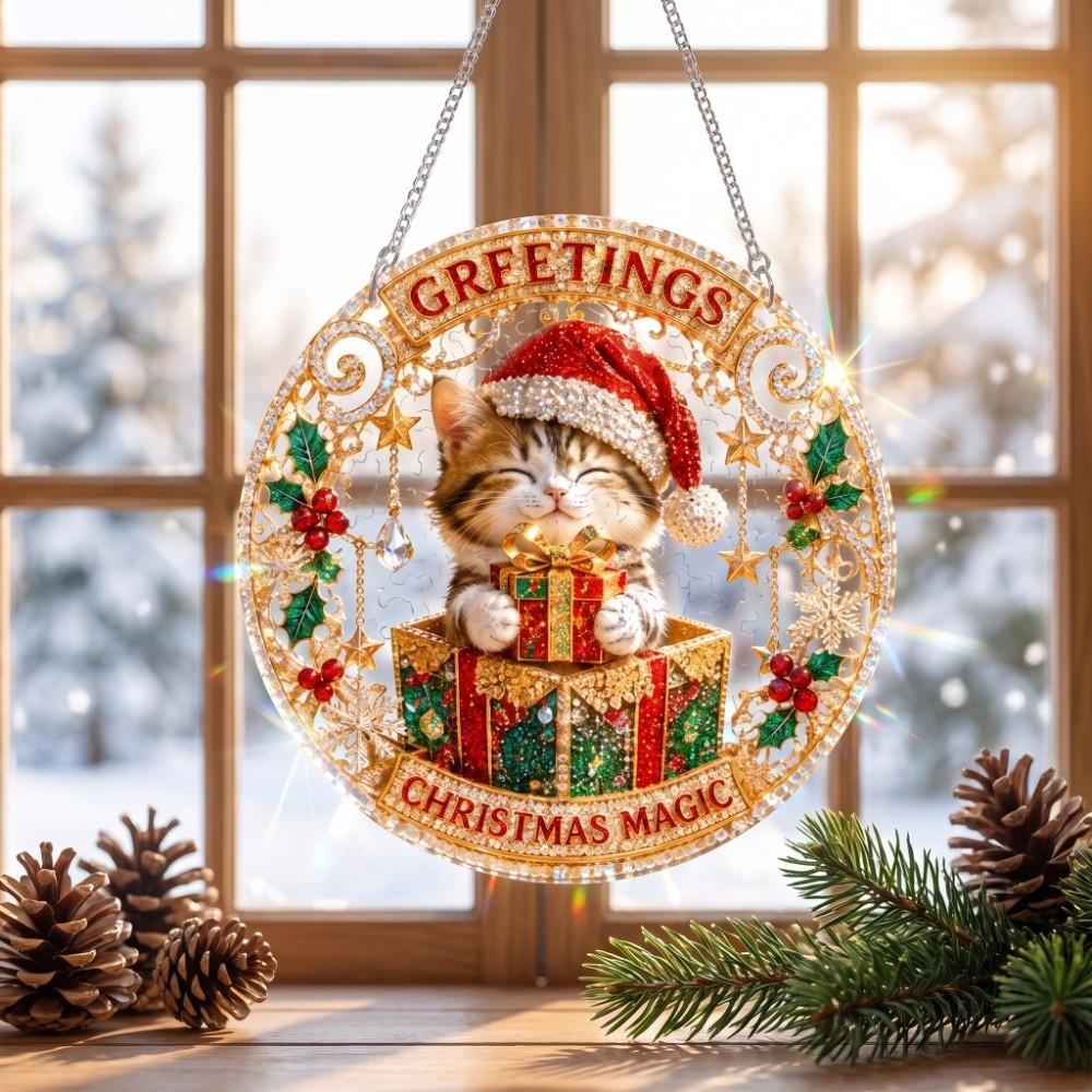 100pcs Acrylic Christmas Hanging Ornament High Transparency Christmas DIY Sun Catcher Home Decor