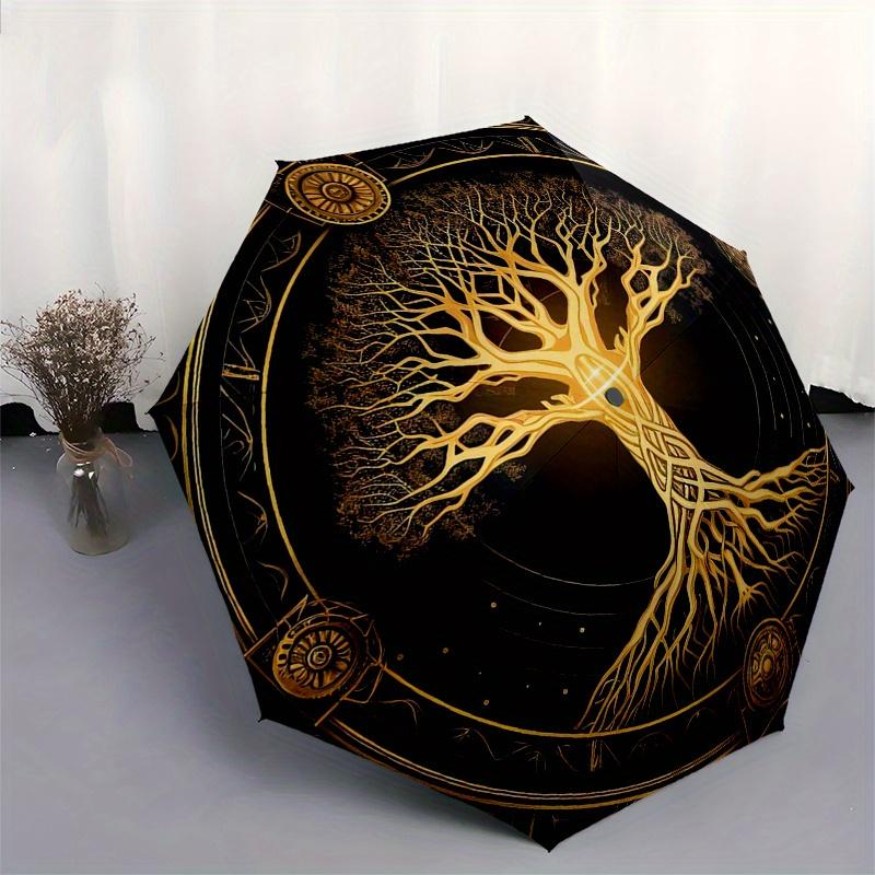 Golden Tree of Life Wall Art Decor - Spiritual Symbolism Poster Print Umbrella Day Gift Y272