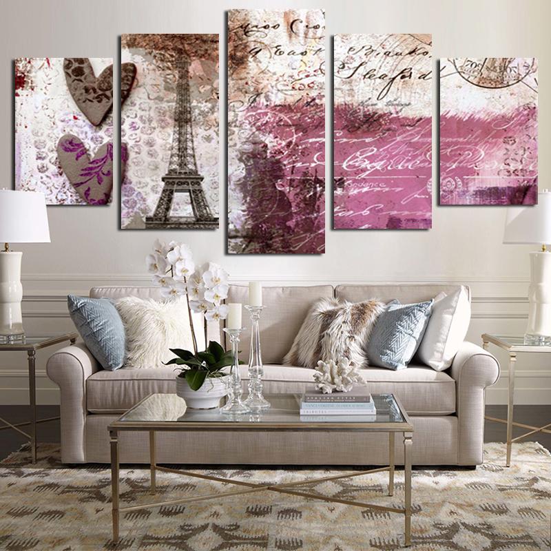 

Современный водостойкий плакат с тушью для печати Парижская архитектура Эйфелева башня Hd Art Холст Картина Домашний декор Фреска 5 шт. без 20x35cm*2 20x45cm*2 20x55cm*1