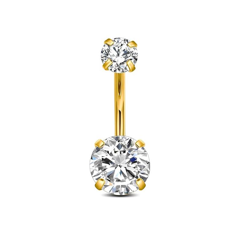 14G Stainless Steel Heart Dangled Belly Button Rings Belly Piercing Nombril for Women Girls Pink Zircon Crystal Sexy Navel Ring