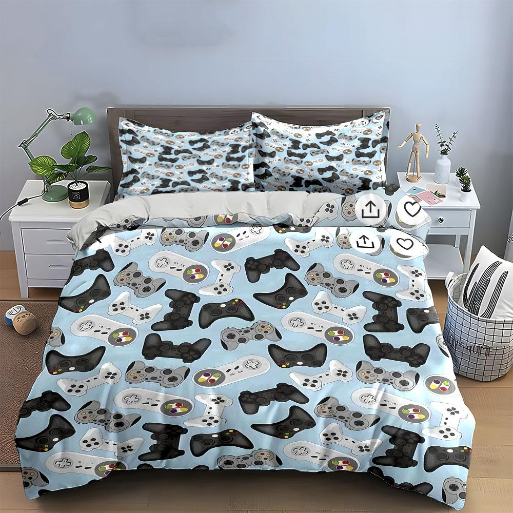 Gaming Pattern Three-Piece Set Multiple Sizes Kid'S And Adults' Bedroom Exquisite 3Pc Bedding Set, Gift