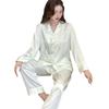 1011 [National Style] Ice Silk Pajamas Women's Long Sleeves and Pants Printing Simple and Soft Can be worn outside Silky Home