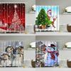 Stunning Christmas Home Shower Curtain In Waterproof Polyester With 12 Hooks For Festive Decor