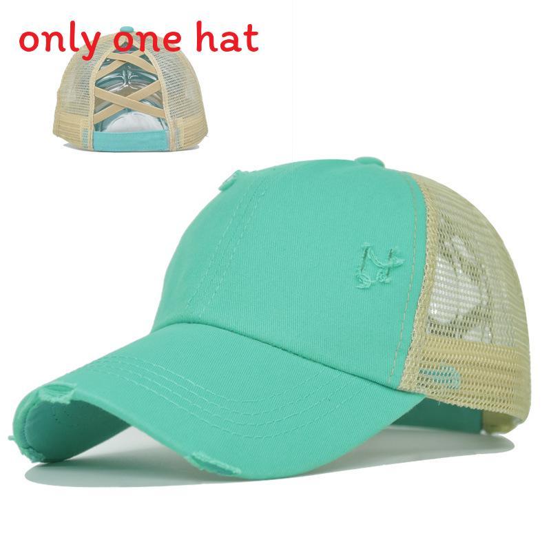 Baseball Cap Womens Cotton Mesh With Crossed Ponytail Openings For Summer Casual Wear