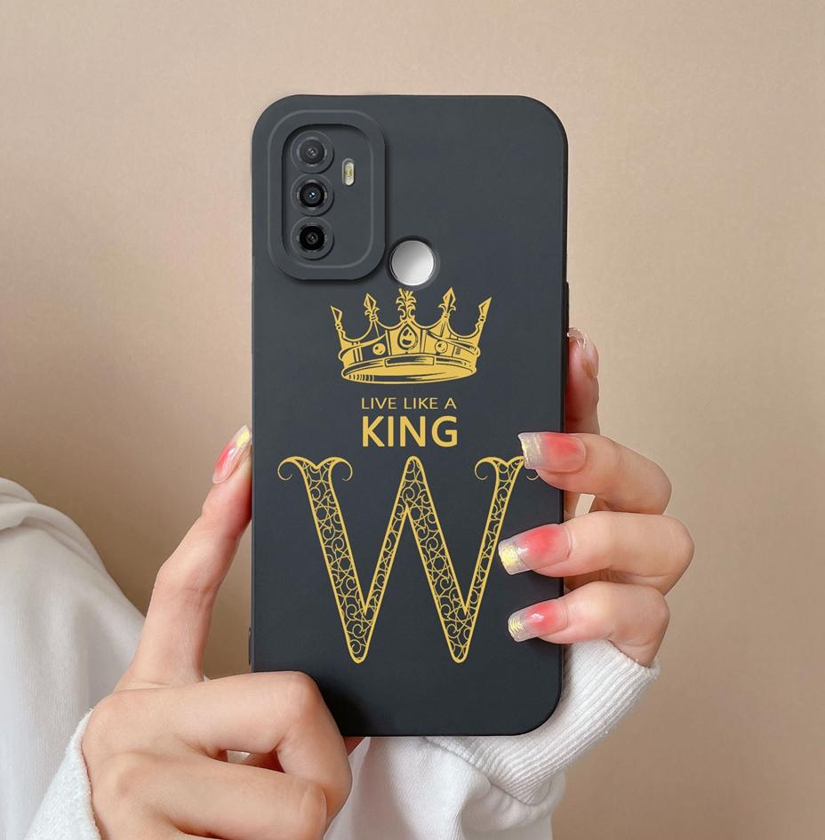 For OPPO F19 Pro+ F19S F9 F11 F15 F17 F5 F7 Case Cover Luxury Fashion Phone Bags Protective Matte Liquid Soft Silicone Crown Letters For OPPO Bumper