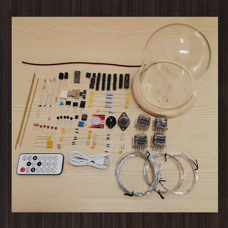 DIY in12 Nixie Tube Clock Wood Silent Control Desktop Desk Clock Retro Table Clock Digital Handmade Glow Tube Clocks Decoration