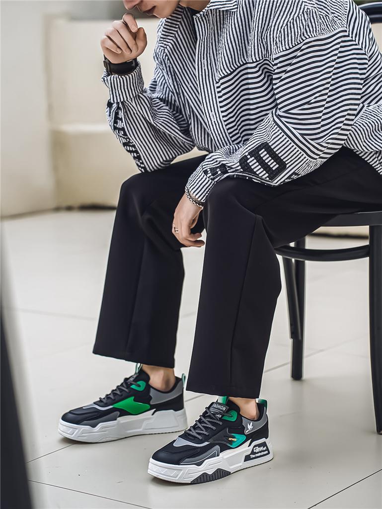Męskie buty sportowe casualowe sneakersy w stylu ulicznym studenckie oversize czarne buty do skateboardingu
