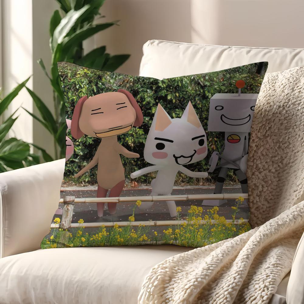 Cartoon Toro Inoue Cute cat cushion cover Pillow Case Pillowcase Soft Skin Friendly & Comfortable with a Hidden Zipper