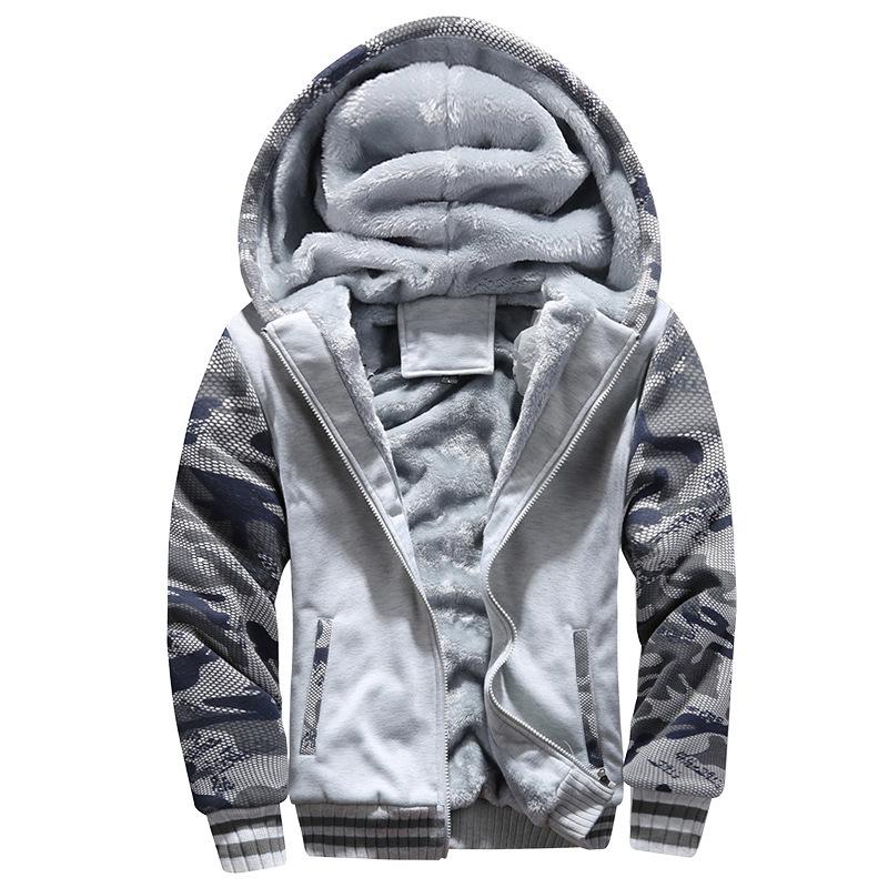Mens Sweatshirt Hooded Autumn and Winter Men's Baseball Clothing Padded and Thickened Men's Jacket Warmth
