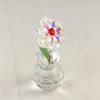 Round Base Crystal Flower Figurine Reflect Glass Flower Statue  Valentine's Day