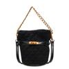 Ladies' Crossbody Bag with Leather Velvet, Diamond Grid Embroidery Thread, Chain Decoration, Small Bucket Bag, Versatile Single Shoulder Crossbody Bag