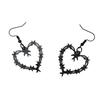 Gothic Punk Black Double-layered Barbed Wire Woven Heart Shape Pendant Dangle Earrings for Men Women Halloween Fashion Jewelry