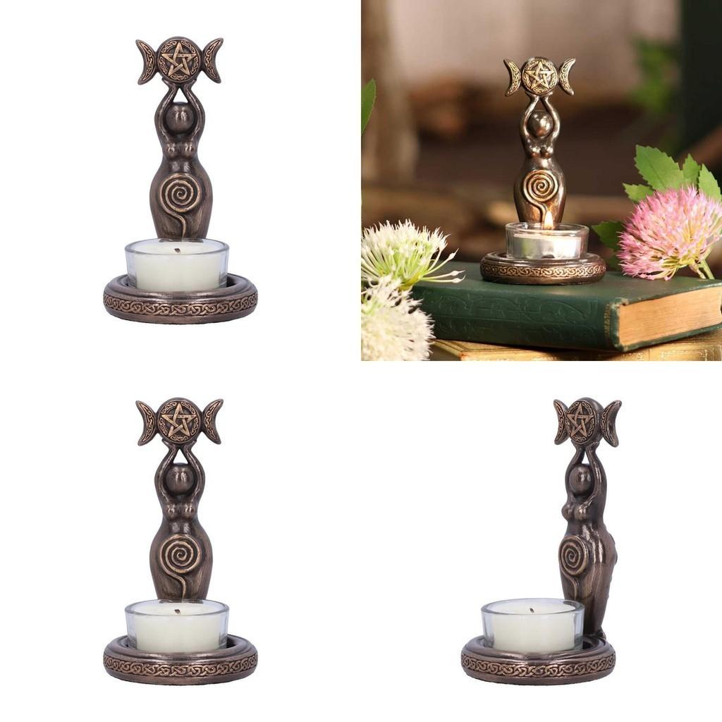 Goddess Triple Stunning Tea Light Candle Holder Unique Resin Decorative Accent Piece