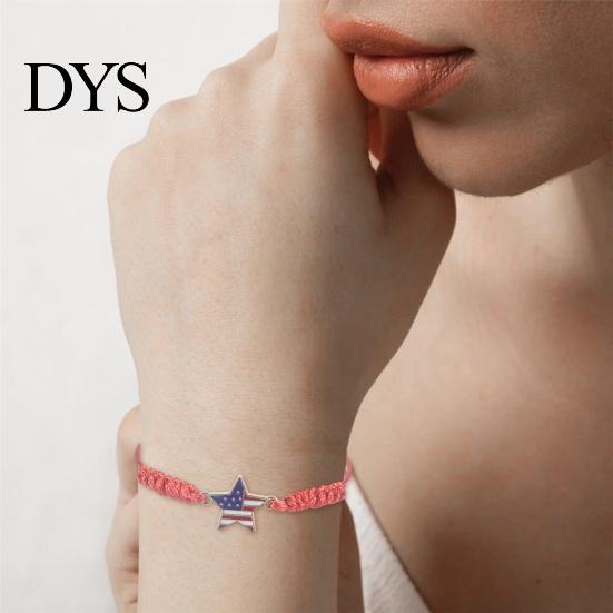 Gevlochten Touw Polssieraad Amerikaanse Onafhankelijkheidsdag Armband Vierde Juli USA Letter Hanger Verenigde Staten Vlag Armband Vorm Verstelbaar Trekkoord