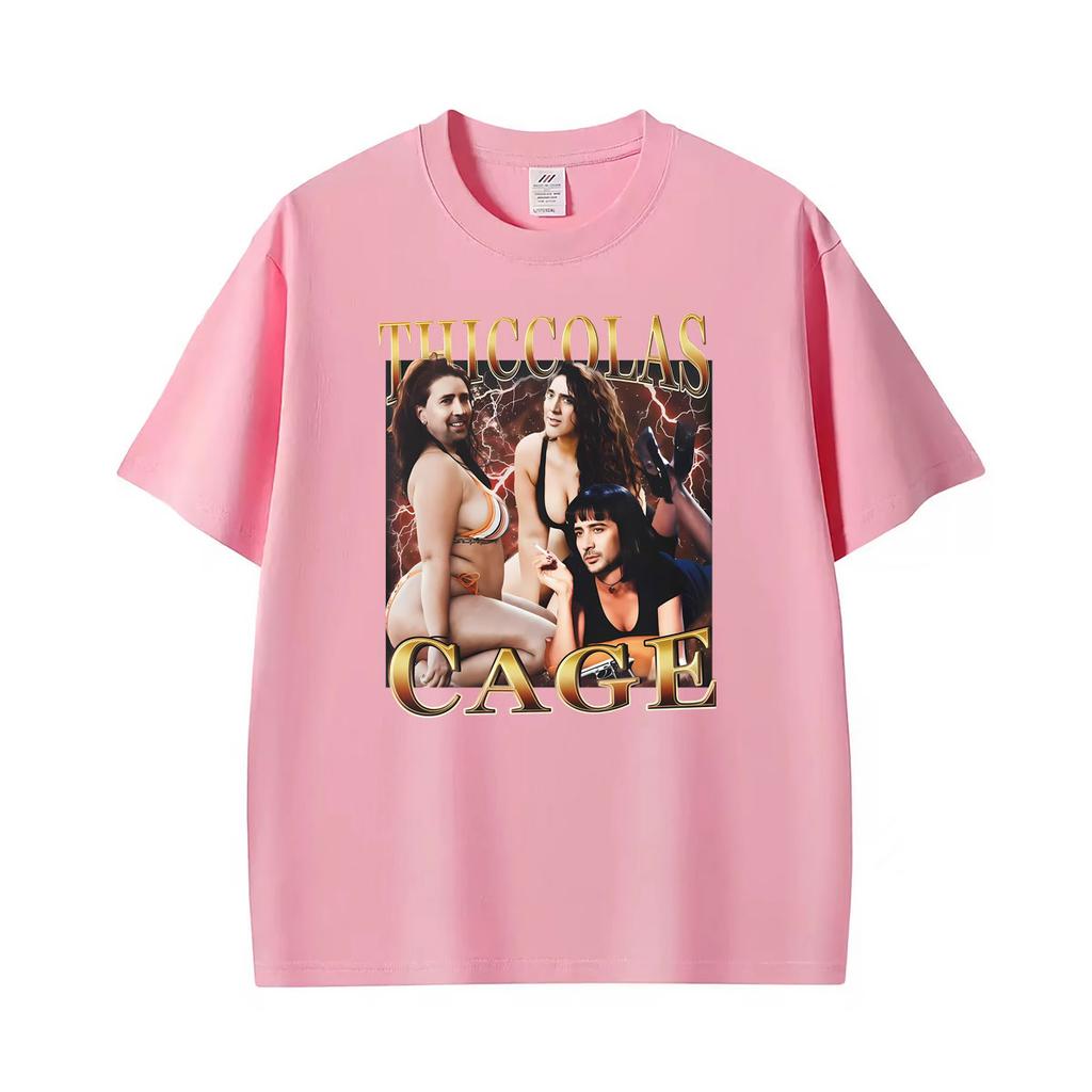 Vintage Thiccolas Cage Funny Meme Graphic T Shirt Unisex Unisex Harajuku Oversized Humor Tshirts Cotton Casual Short Sleeve Tshirt