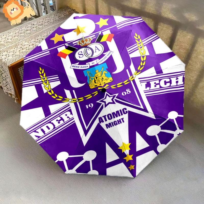 1 PC Automatic Folding Umbrella - Royal Sporting Club Anderlecht Pattern, Portable & Foldable Design with 8 Ribs, Christmas Birthday Gifts