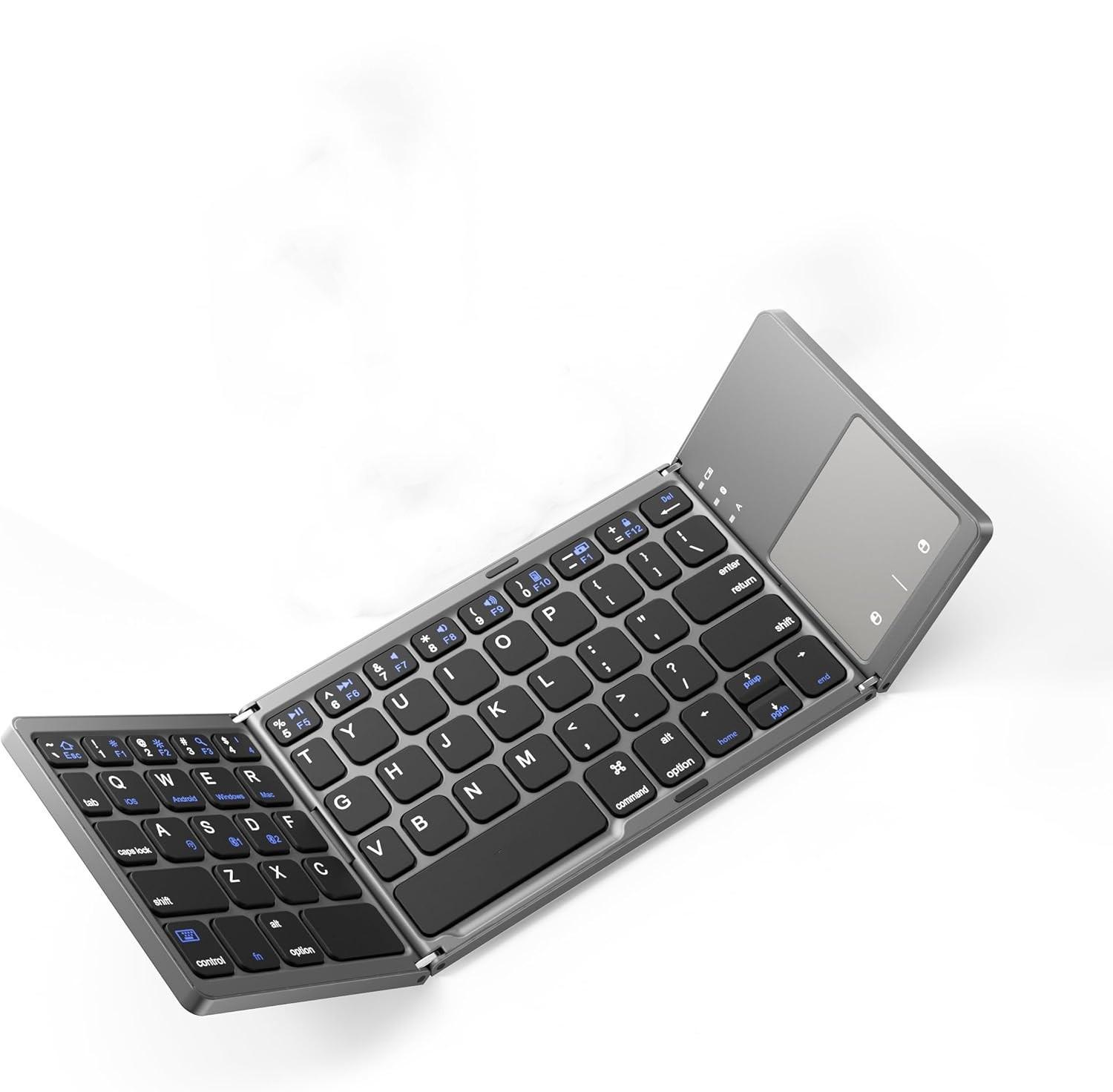 Foldable Bluetooth Keyboard: Compact, Portable, and Convenient for iPad, Tablet, and Mobile Devices Three-fold Wireless Bluetooth Keyboard