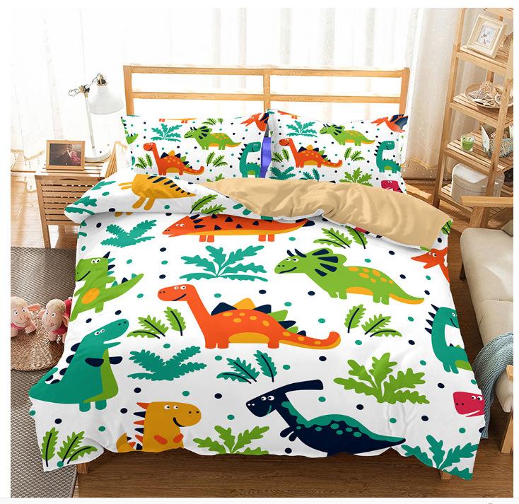 

3D Print Jurassic Period Quilt Cover Set,Cartoon Forest Animal Comforter Cover pillowcase,Soft Microfiber Bedding Sets,Kids Teen EU single(135x200cm)