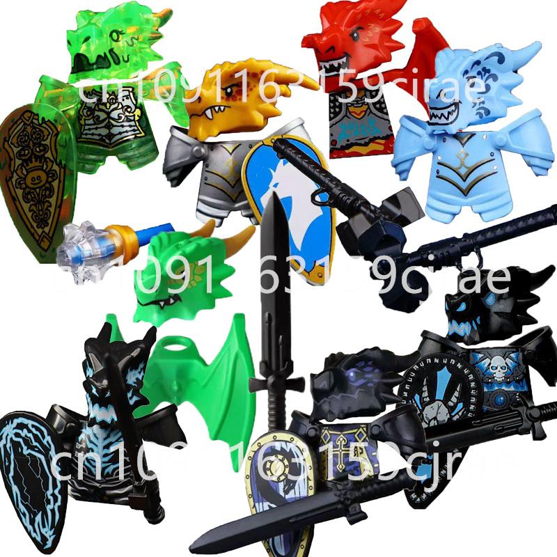 Kompatybilne MOC Średniowieczne Klocki Budowlane Postacie Żołnierze Smoczy Rycerze Czarny Lew Orzeł Zabawka Prezent Klocki Rolnik Żołnierz X048