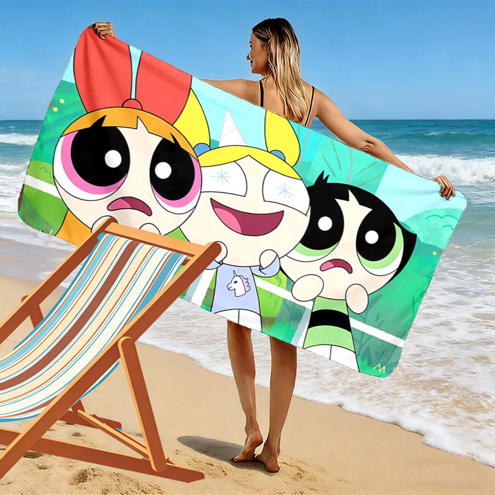 Powerpuff Girls Cartoon Towel Beach Towel Quick-drying for Travel Outdoor Sports Jogging Beach and Swimming