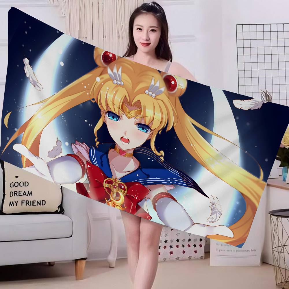 S-Sailor M-Moon Microfiber Blanket Quick Drying Beach Towels Oversized Printing Super Absorbent Pool Towel Blanket