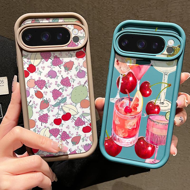 Lovely Cherry Fruits Print Case For Google Pixel 10 Pro XL Shockproof Bumper Soft Silicone Phone Back Cover For Pixel 9A 9 8 7 Pro 8A 7A