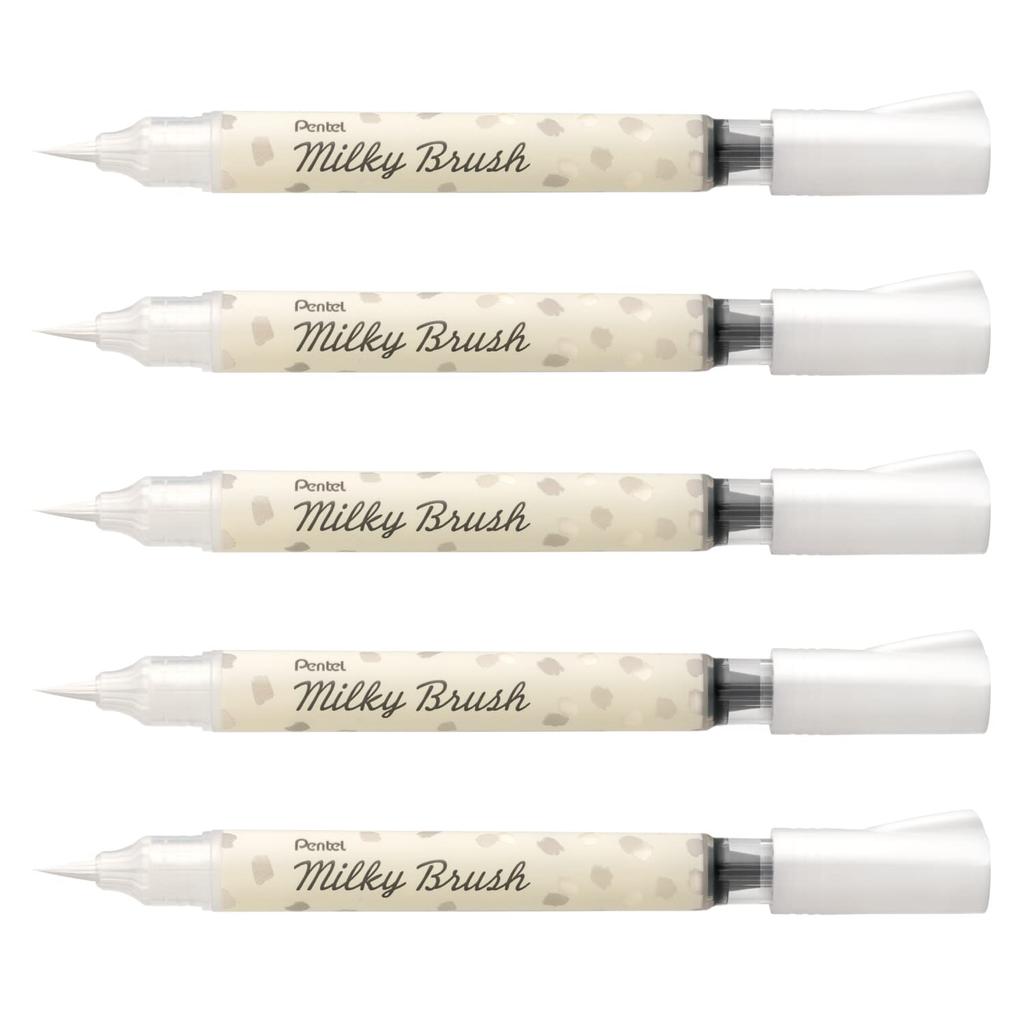 Pentel Milky Brush Color Brush 5 Pen, White, pens, XGFH-PW