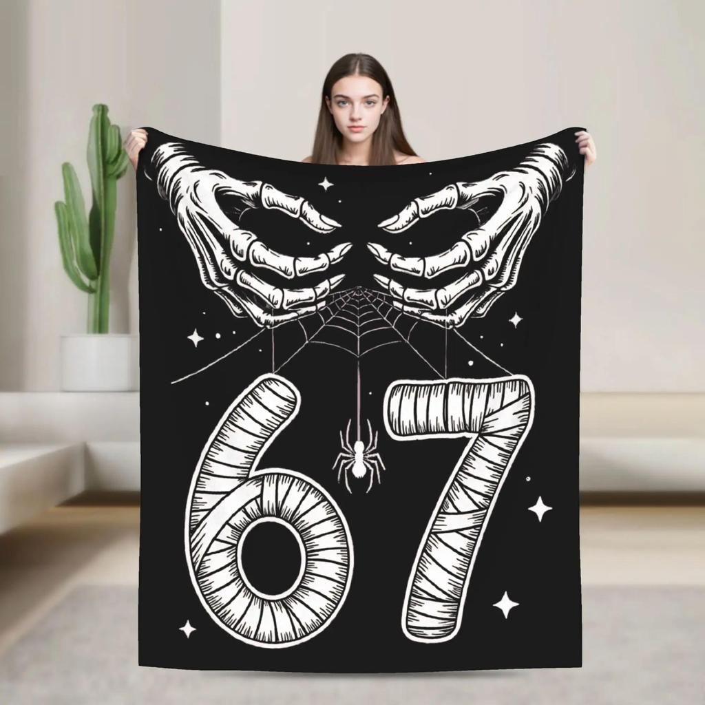 Soft Warm Flannel Throw Blanket for Kids Halloween Theme with Number Design Perfect for Sofa Bed or Picnic Use
