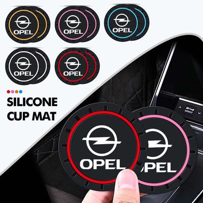 For 2Pcs Car Silicone Coaster Anti-Slip Water Cup Drink Mat Insignia Corsa Zafira Mokka Grandland Antara Ampera