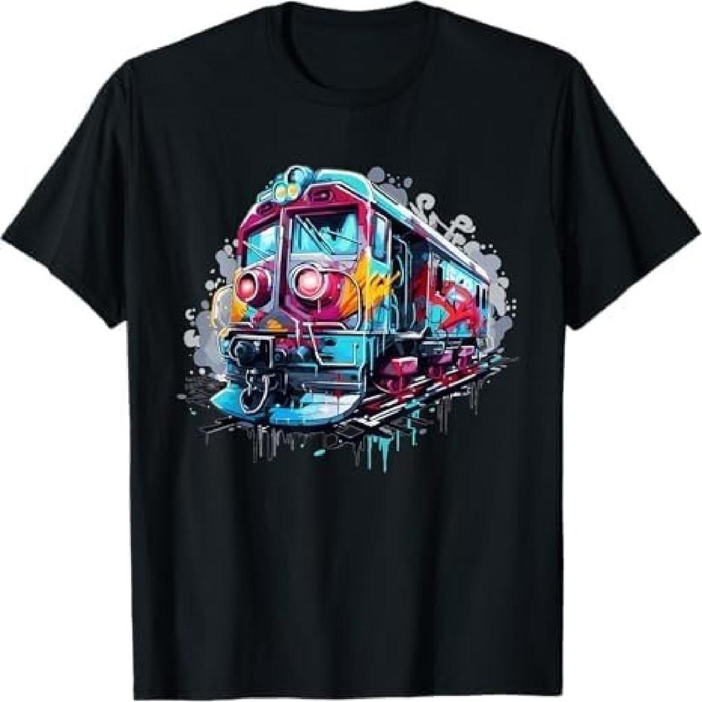 Street Art Zug Kräftige Lebendige Farben Graffiti T-Shirt DAT Herren Damen Tanktop Sweatshirt Hoodie Schwarz