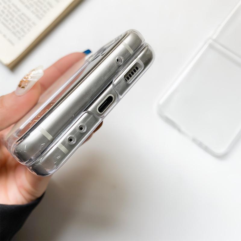 Transparent ZFlip7 Folding Screen Phone Case for Samsung Fold5 Flip Simple Anti Drop Protective Case Ultra-thin