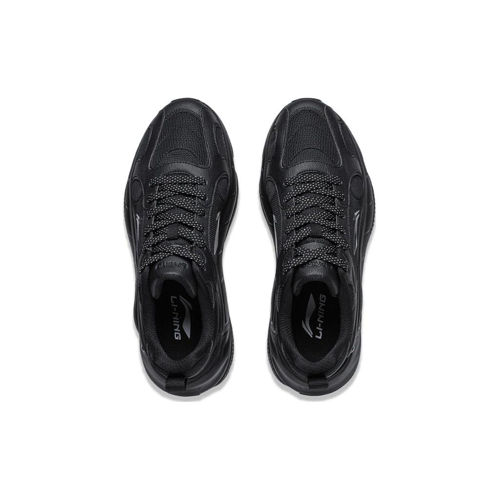 Li Ning Creamy Versatile Retro Dad Shoes Thick Sole Height Increasing Shock Absorption Support Wear Resistant Non Slip Low Top Casual Shoes AGCT392-2