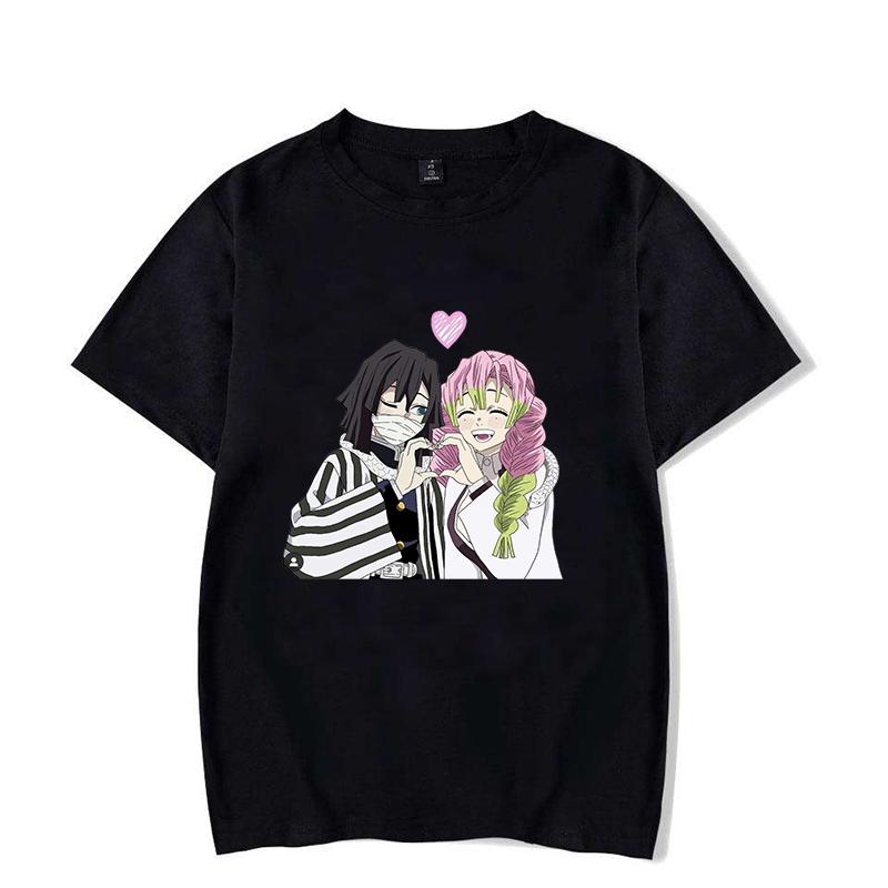 

New Anime Kanroji Mitsuri /Iguro Obanai Print T-Shirt Men Women Fashion Short Sleeve Couple Casual Summer Tops Tees M