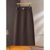 Woolen Brown A-line Pencil Skirt for Women - Elegant and Versatile Spring/Autumn 2026 Collection