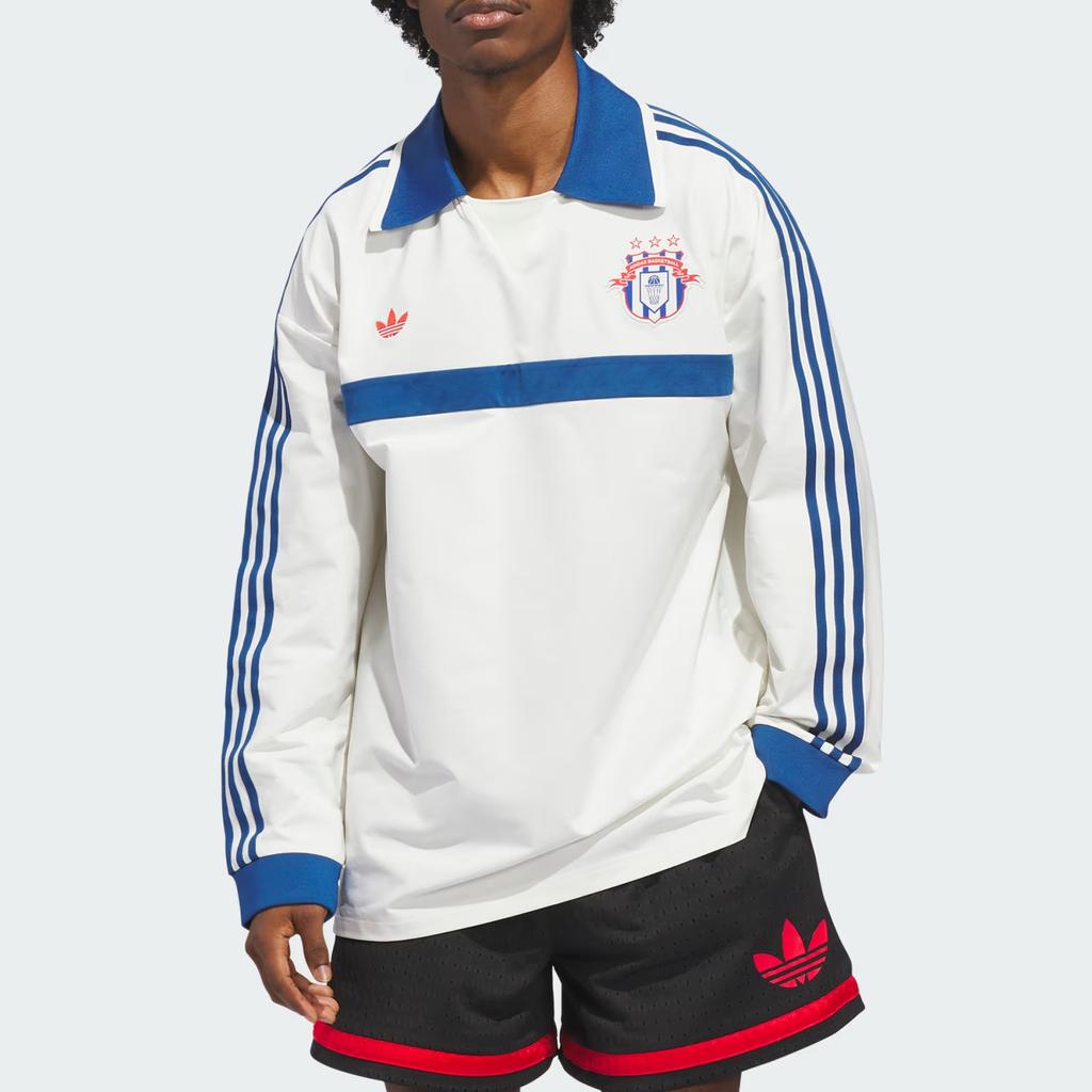 adidas Originals Basketball Court Stripe Loose Casual Long Sleeve Polo Shirt Unisex Tops KB7521