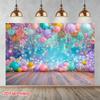 2D Garden Party Themed Birthday Photo Booth Backdrop with Balloons