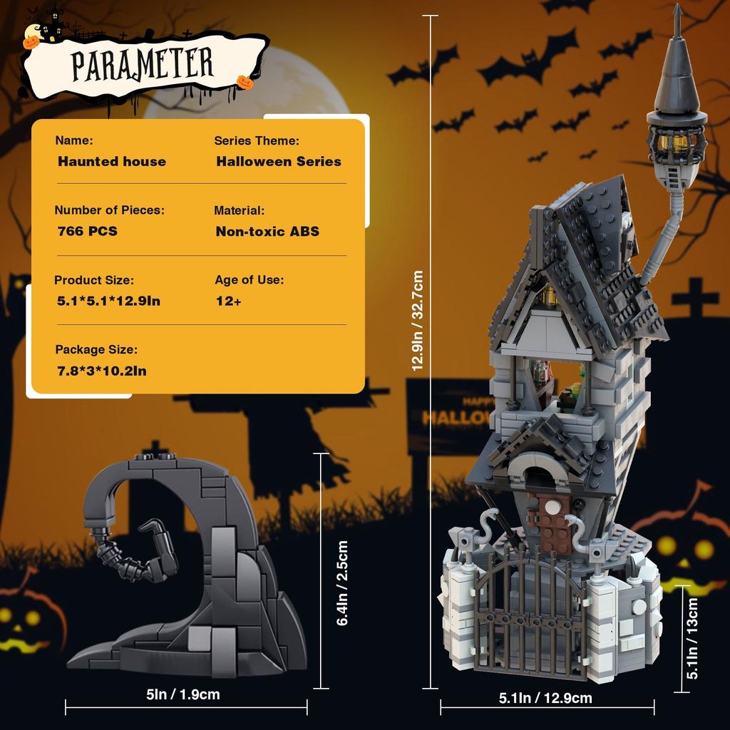 766 st Byggklossar Spökhus Set Halloween Jul Hus Byggklossar Bygg
