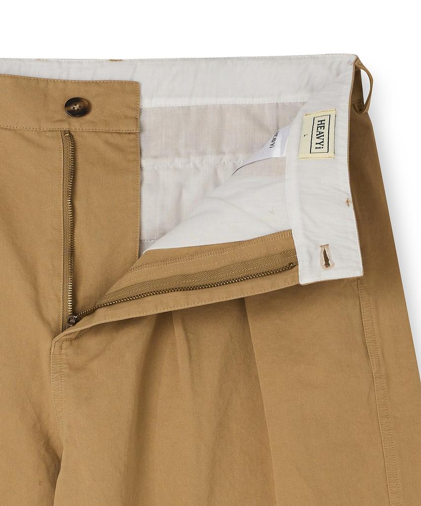 HEAVYI Heavy Cotton One-Pleat Pants_Beige