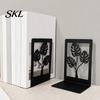 Non-slip Bookend 1 Pair Metal Decorative Bookends, Ginkgo Leaf/Monstera Book Ends for Sturdy Support Bookshelf, Non-Skid Stopper Home Office