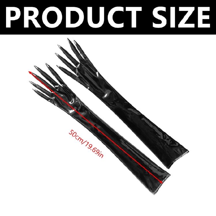 Stylish Enamel Leather Long Gloves for Female Party Wea Halloween Witch Costume Gloves for Evening Galas and Masquerades