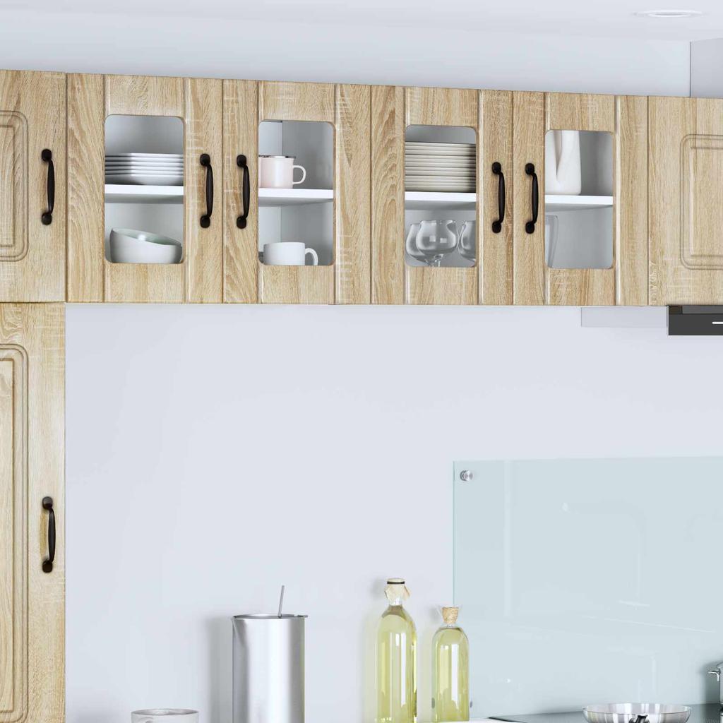 Wall Mounted Glass Cabinet LUCCA Sonoma Oak 60 x 31 x 40 cm