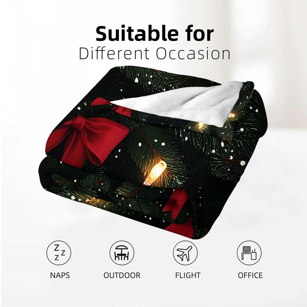 Dark Pine Red Bow Fairy Light Anime Cartoon Flannel Blanket Soft Warm Throw for Bedroom Sofa Car Kids Holiday Gift