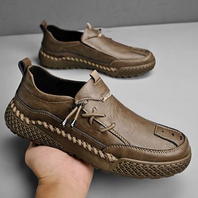Sapatos de couro masculinos feitos à mão sapatos casuais para atividades ao ar livre