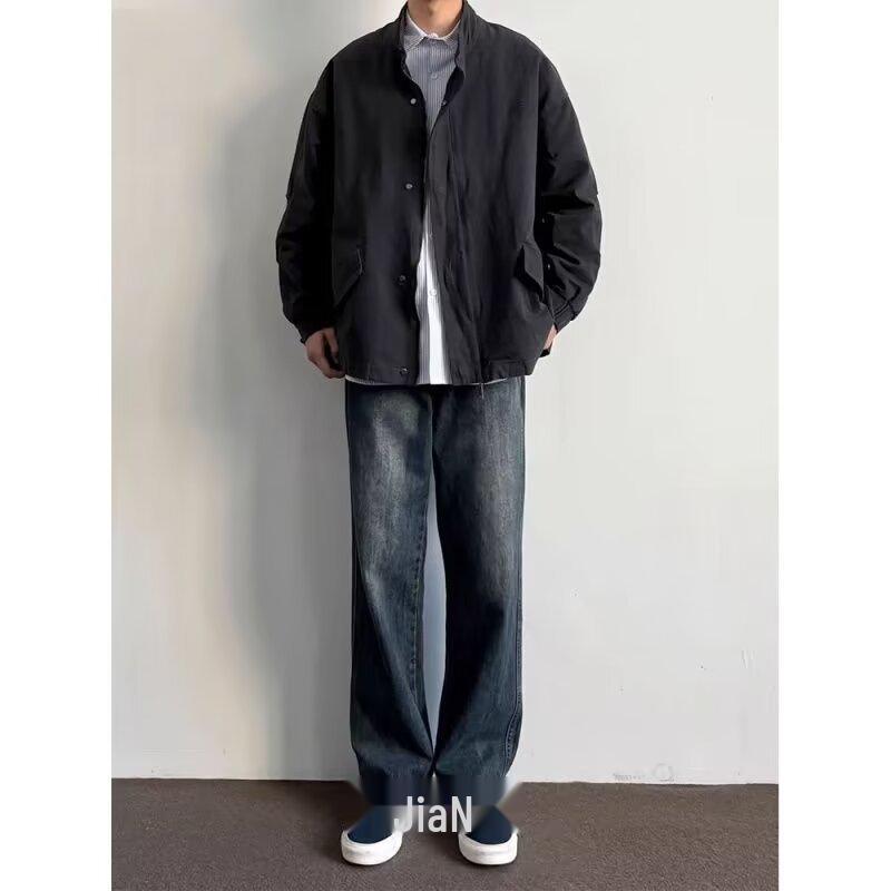 

Мужские модные джинсы широкого кроя: Универсальный корейско-гонконгский стиль для весны и осени 2XL синий