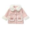 Mädchen Wintermantel im koreanischen Stil mit rosa Hasenohren und flauschigem Futter