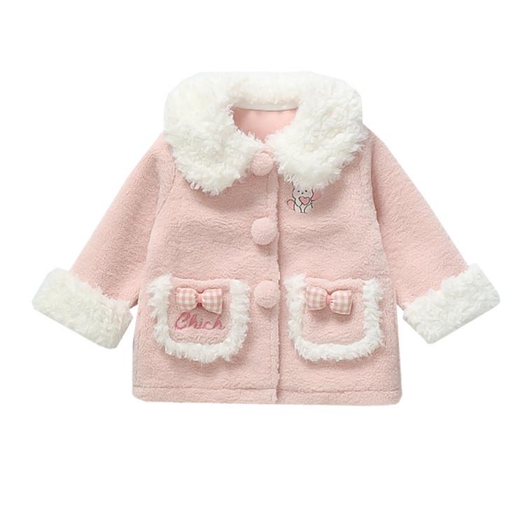 Mädchen Wintermantel im koreanischen Stil mit rosa Hasenohren und flauschigem Futter