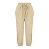 Women's Solid Color Pants With Elastic Waistband Loose Button Pants Legs Casual Pants
