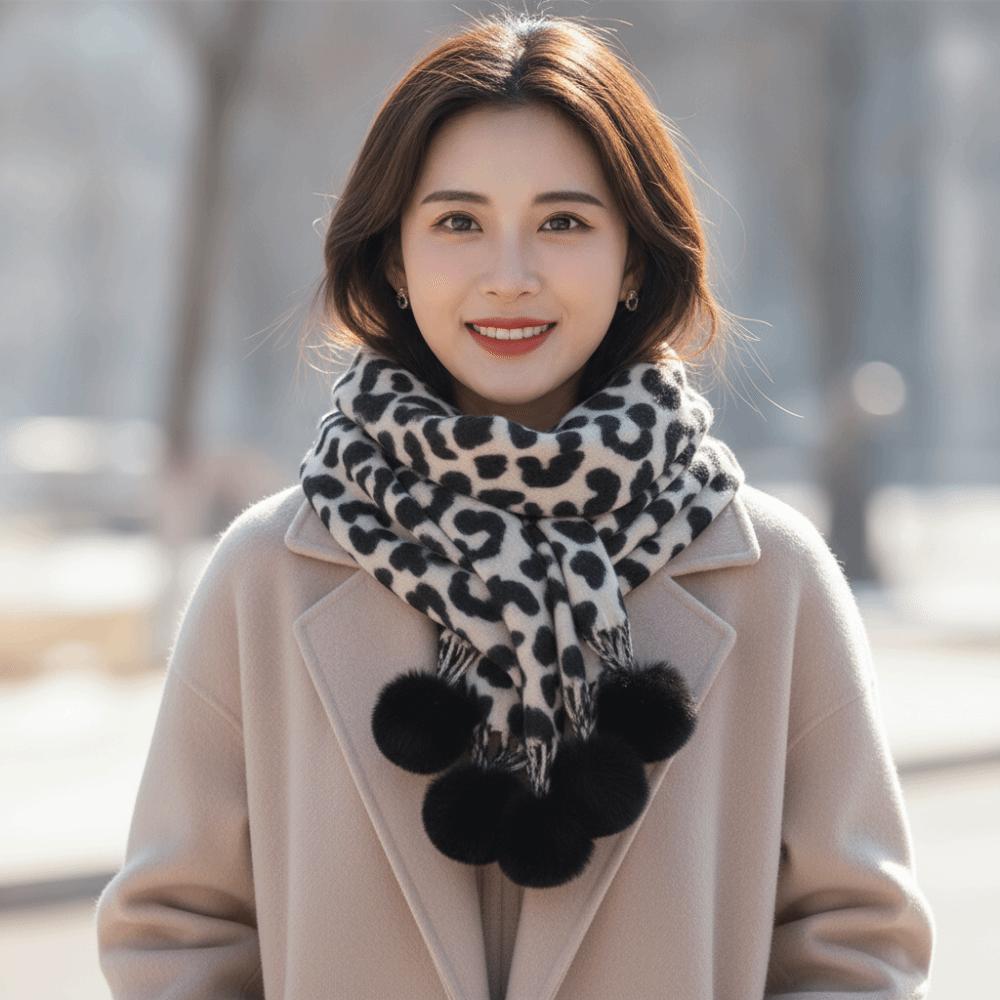 Cozy Winter Shawl Wrap Fleece Cashmere Feel Scarf Leopard Print Scarf Winter Party