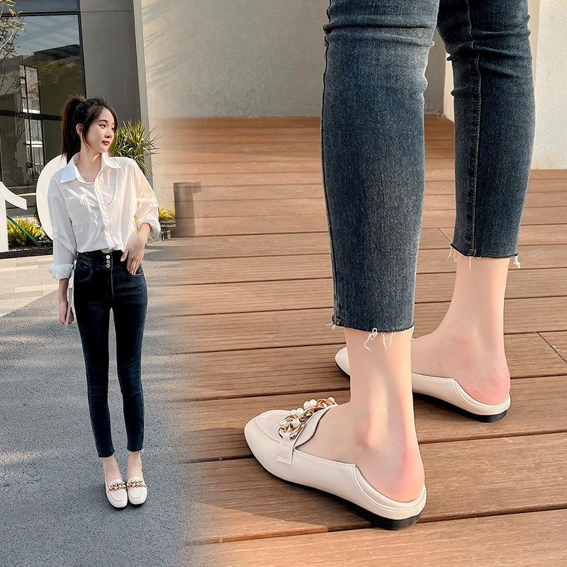 Einzelschuhe Damen Flache Unterseite Neue Frühlingserbsenschuhe Britischer Stil Retro Kleine Lederschuhe Slip-On-Loafer für Damen